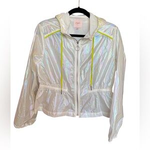 Candie's Iridescent Bomber Jacket with Neon Accents